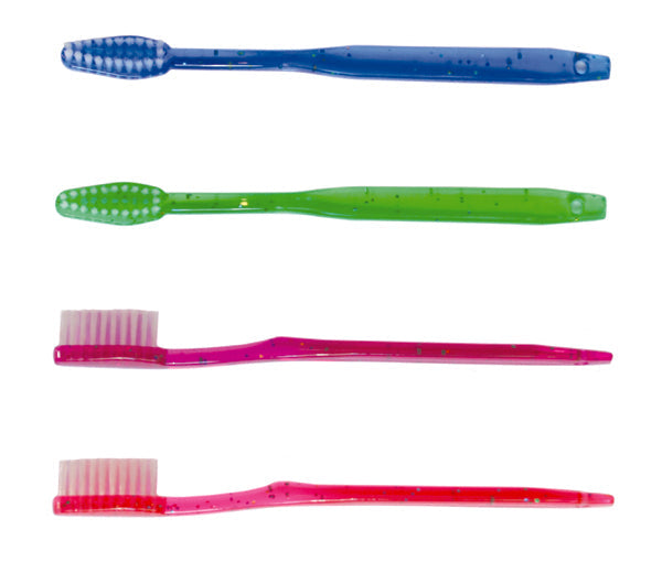 Oraline 000-10930 Adult Economy Toothbrush - 39 Tuft Soft Bristle Manual Toothbrush with Straight Handle (144/Case)