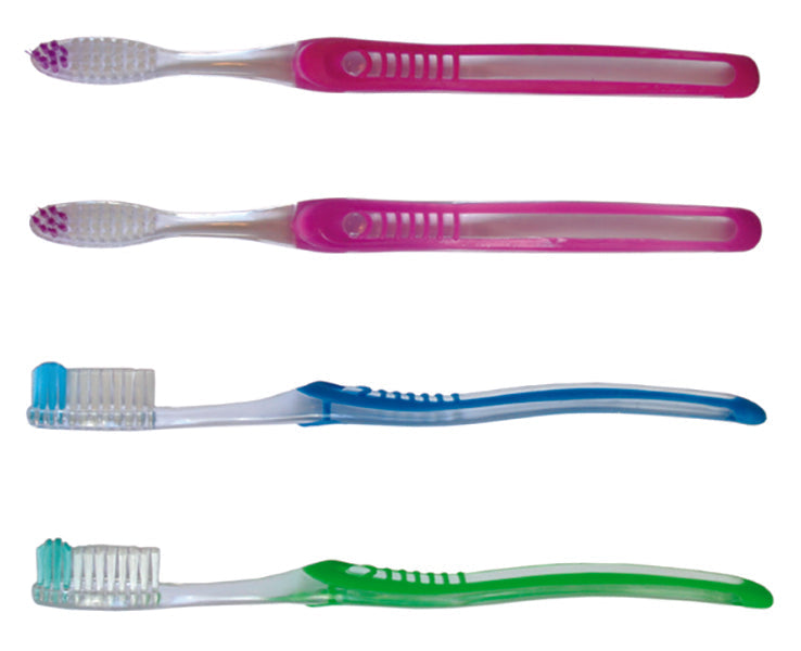 Oraline 000-16960A Adult Clear Discount Toothbrush - 36 Tuft Soft Bristle Economical Daily Use Toothbrush (144/Case)