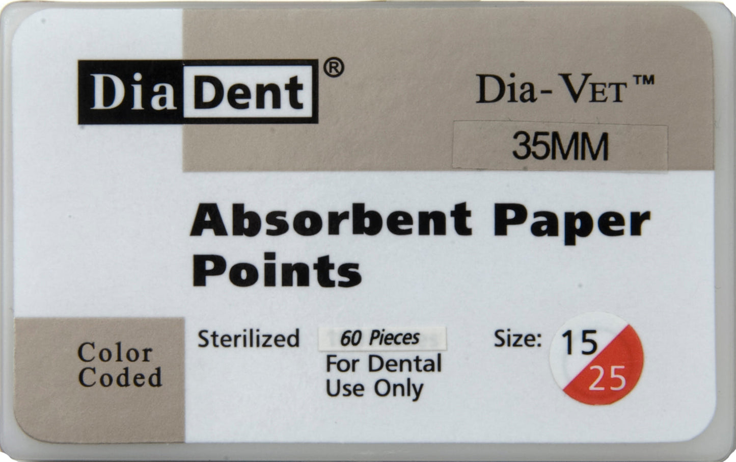 Diadent 216-692 Paper Point Dia-Vet 35mm #30/40, 60 Pts/Box