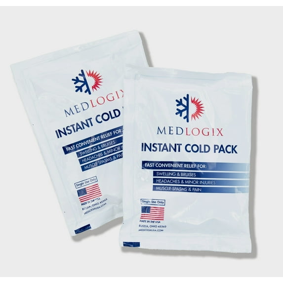 Medlogix 10-01-16 Instant Cold Packs Disposable Ice Compress 6" x 9" – 16 Pack