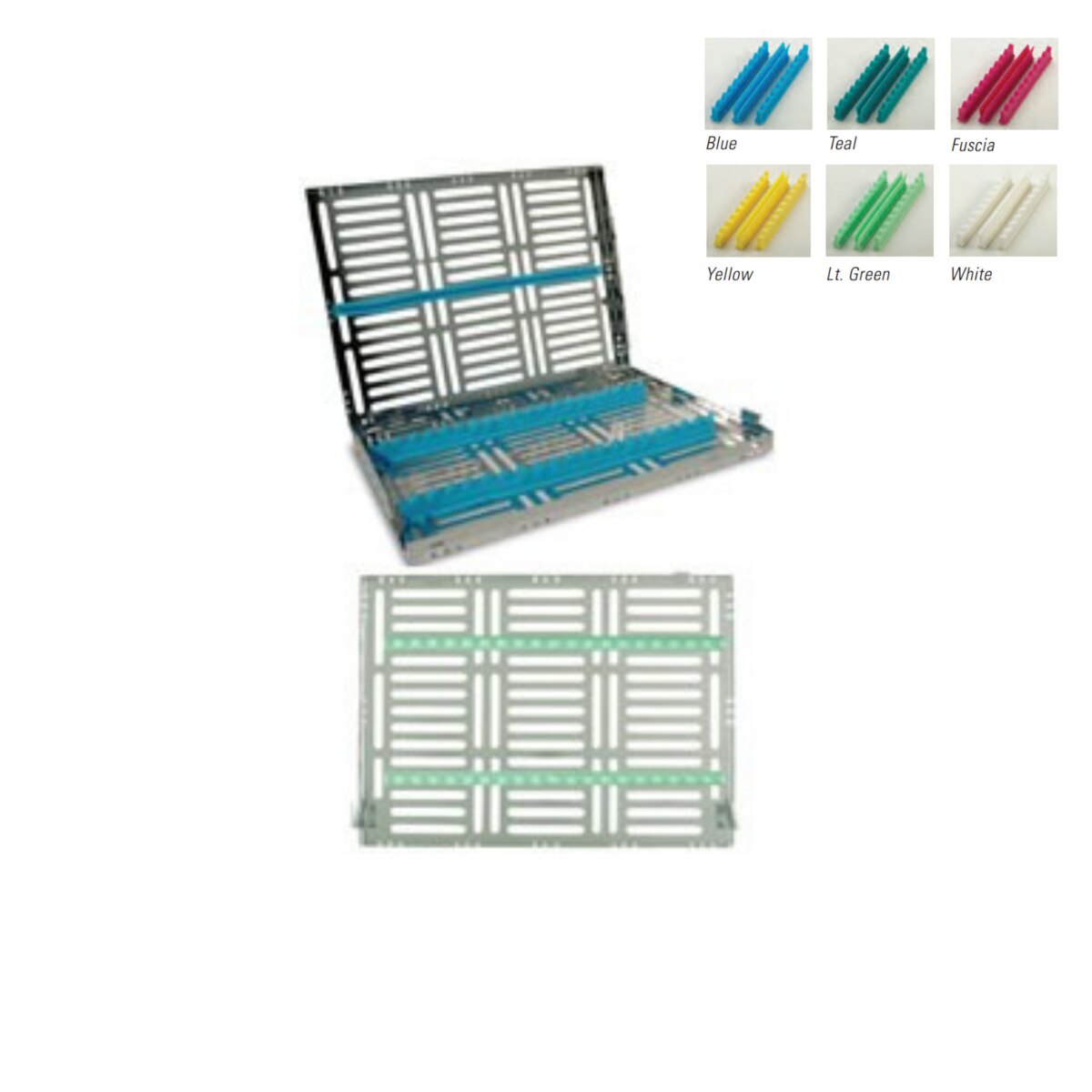 Nordent C3-16D5 16 Instrument Cassette with 2-1/2" Accessory Area & Green Inserts