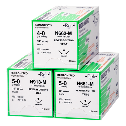 Myco Medical N1667-M - REDILON® PRO Non-absorbable Monofilament, Nylon Synthetic Suture, Size 4-0, Length 18