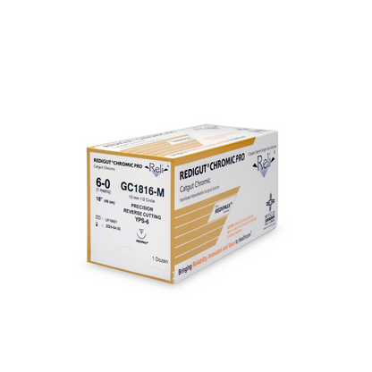 Myco Medical GC546-M - REDIGUT® CHROMIC PRO Absorbable Chromic Treated, Twisted, Natural Gut Suture, Size 4-0, Length 18