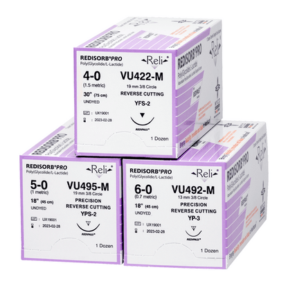 Myco Medical VU443-M - REDISORB® PRO Absorbable Coated, Braided, PGLA Synthetic Suture, Size 3-0, Length 30
