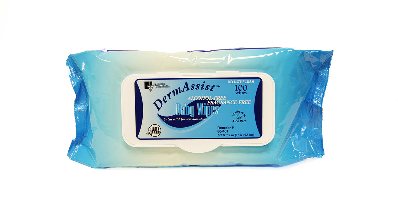 Innovative Healthcare 80-401 Dermassist Baby Wipes - 6.7� X 7.7�, 100/Pk, 12 Pk/Cs