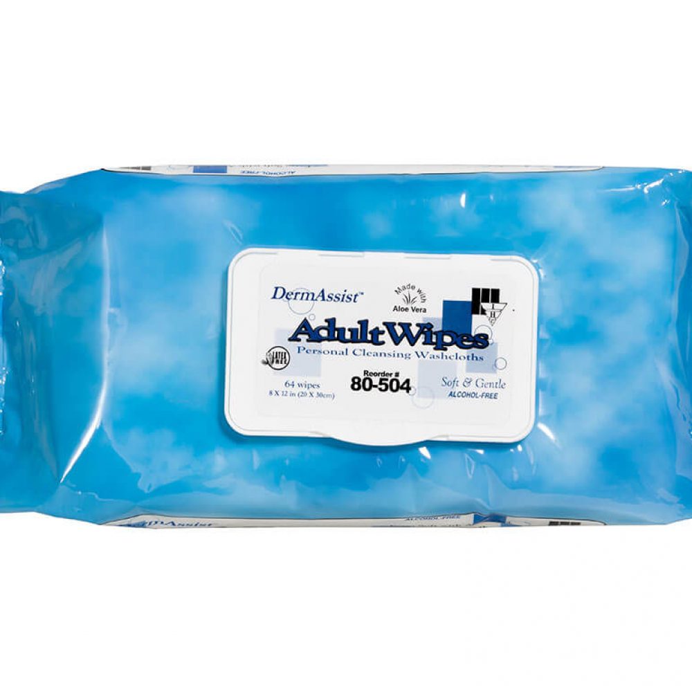 Innovative Healthcare 80-504 Dermassist Adult Wipes - 8� X 12�, 64/Pk, 12 Pk/Cs
