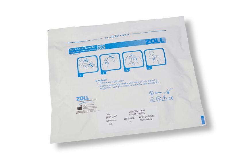 Zoll Medical 8900-0700 30 Ecg Rectangular Electrodes, 6 Strips Of 5 Per Pouch/600 Per Case