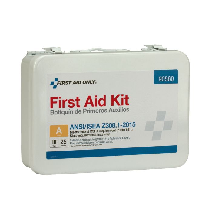 First Aid Only 90560 25 Person First Aid Kit, ANSI 2015 Class A, Metal Case