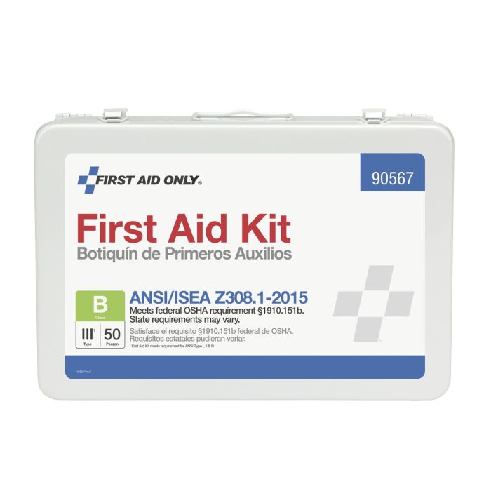 First Aid Only 90567 50 Person First Aid Kit, ANSI 2015 Class B, Metal Case