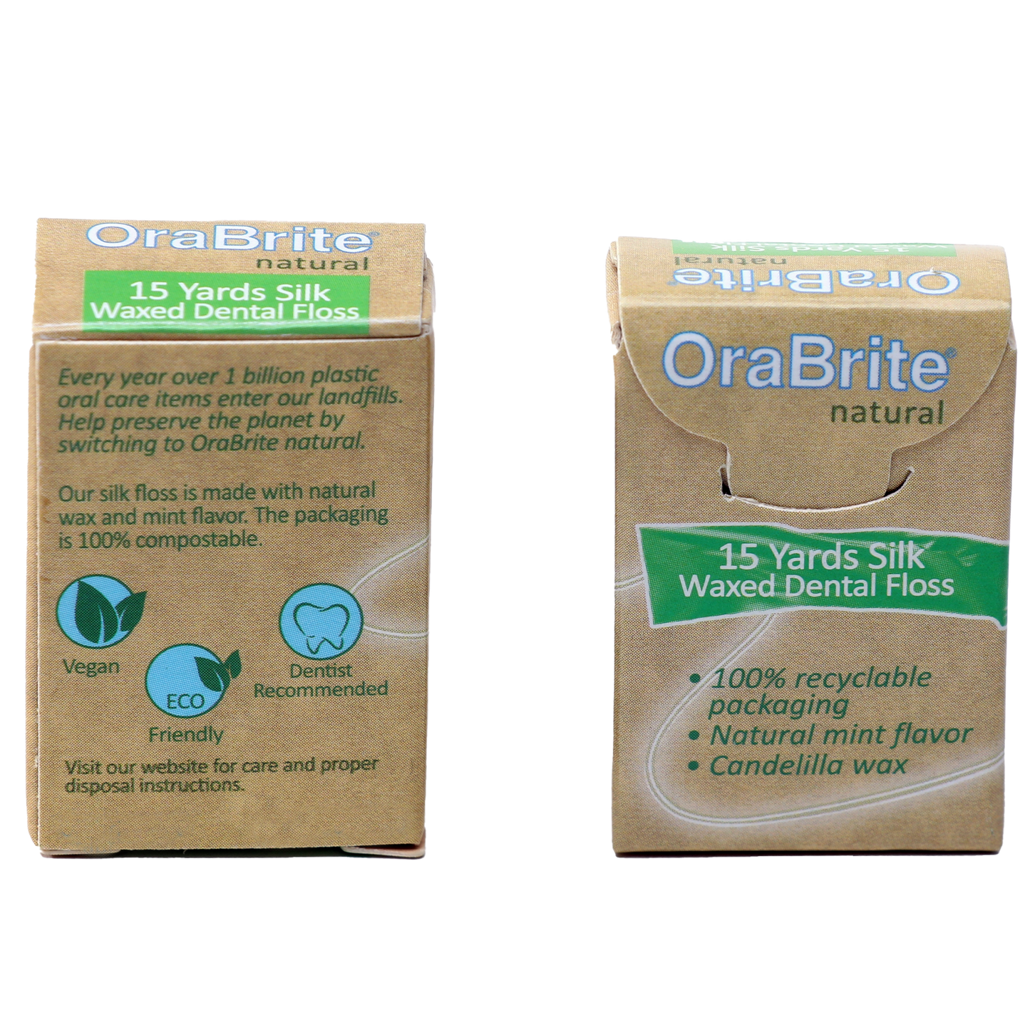 Oraline ORA48065 OraBrite Silk Waxed Mint Dental Floss - 15 Yard Smooth Glide Floss for Effective Plaque Removal (72/Case)