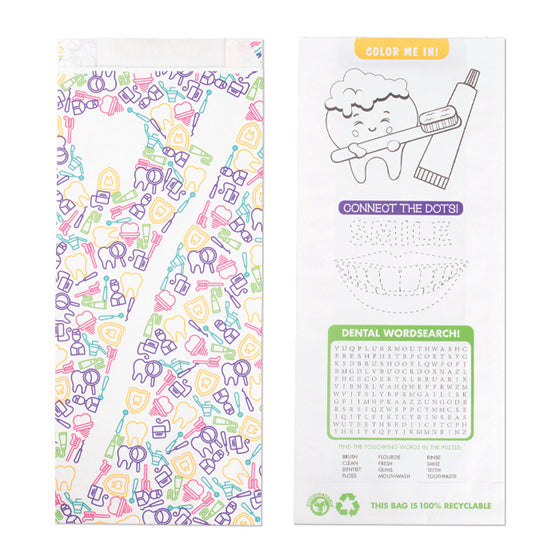 Sherman Specialty S8642 Toothbrush & Tooth Design Paper Pharmacy Bag, 100 Per Pack