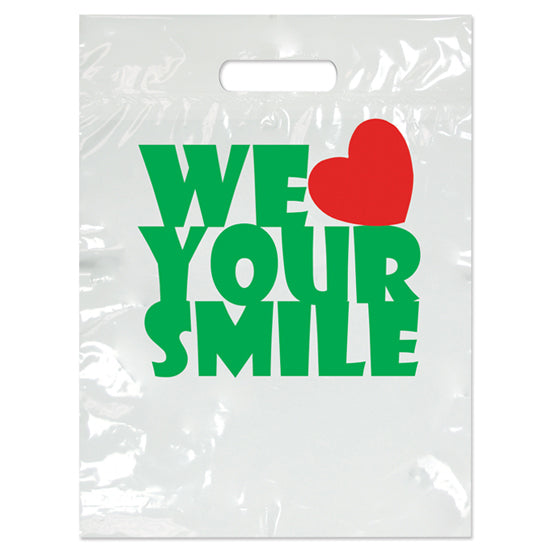 Sherman Specialty SBG62 Small We Love Your Smile Bag, 100 Per Pack