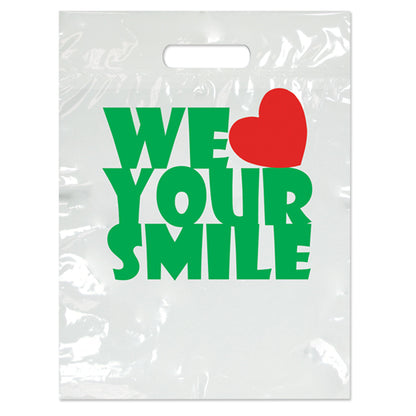 Sherman Specialty SBG62 Small We Love Your Smile Bag, 100 Per Pack