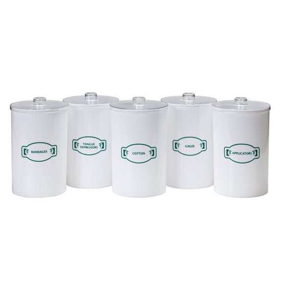 Clinton T-60 Labeled, Opaque Plastic, Sundry Jars