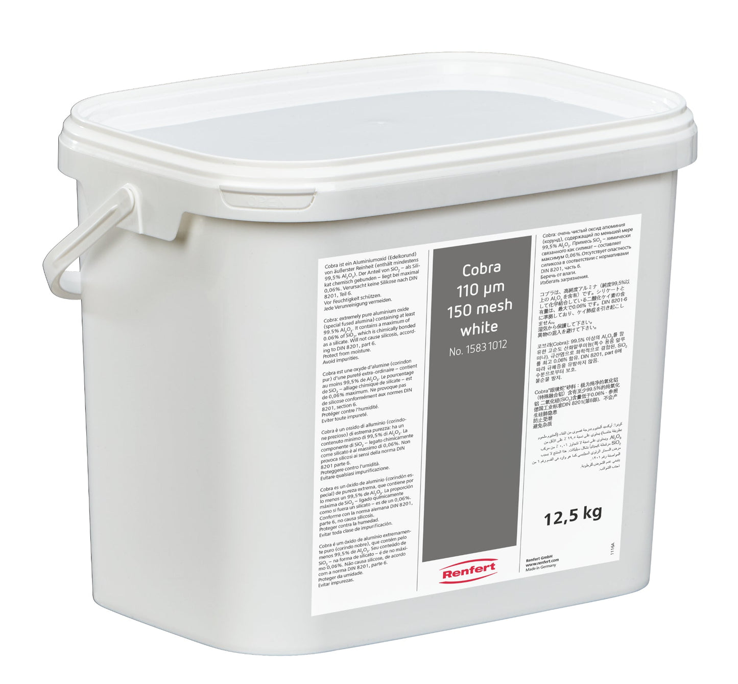 Renfert 15831012 Cobra Aluminium Oxide 110µm, White 12,5Kg
