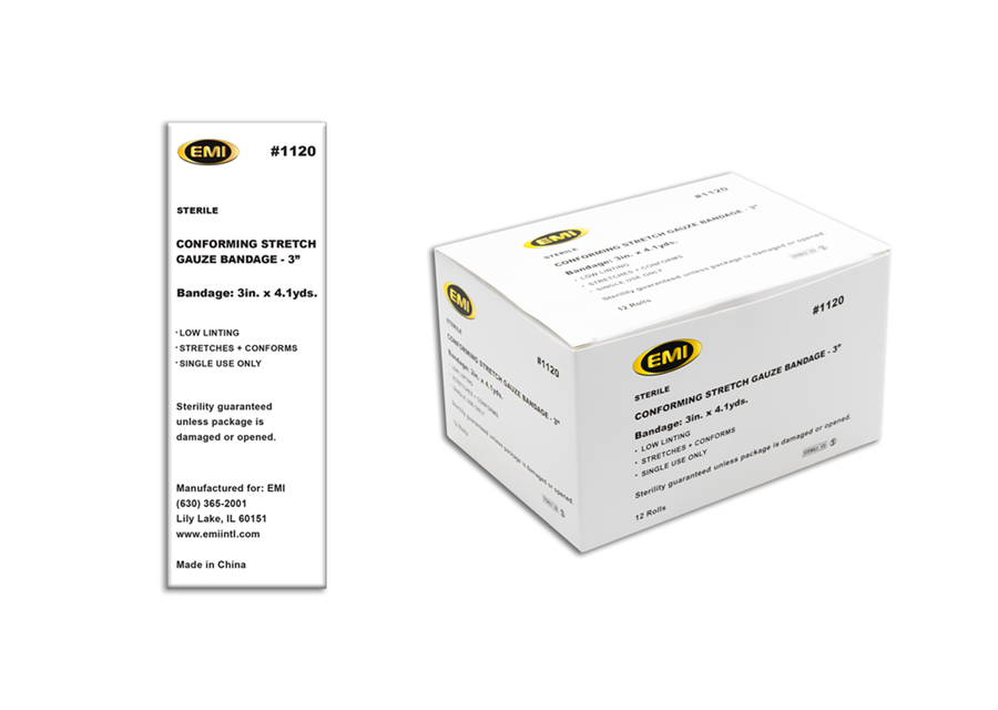 EMI 1120-BX Conforming Stretch Gauze Bandage 3" (Sterile) (Box)