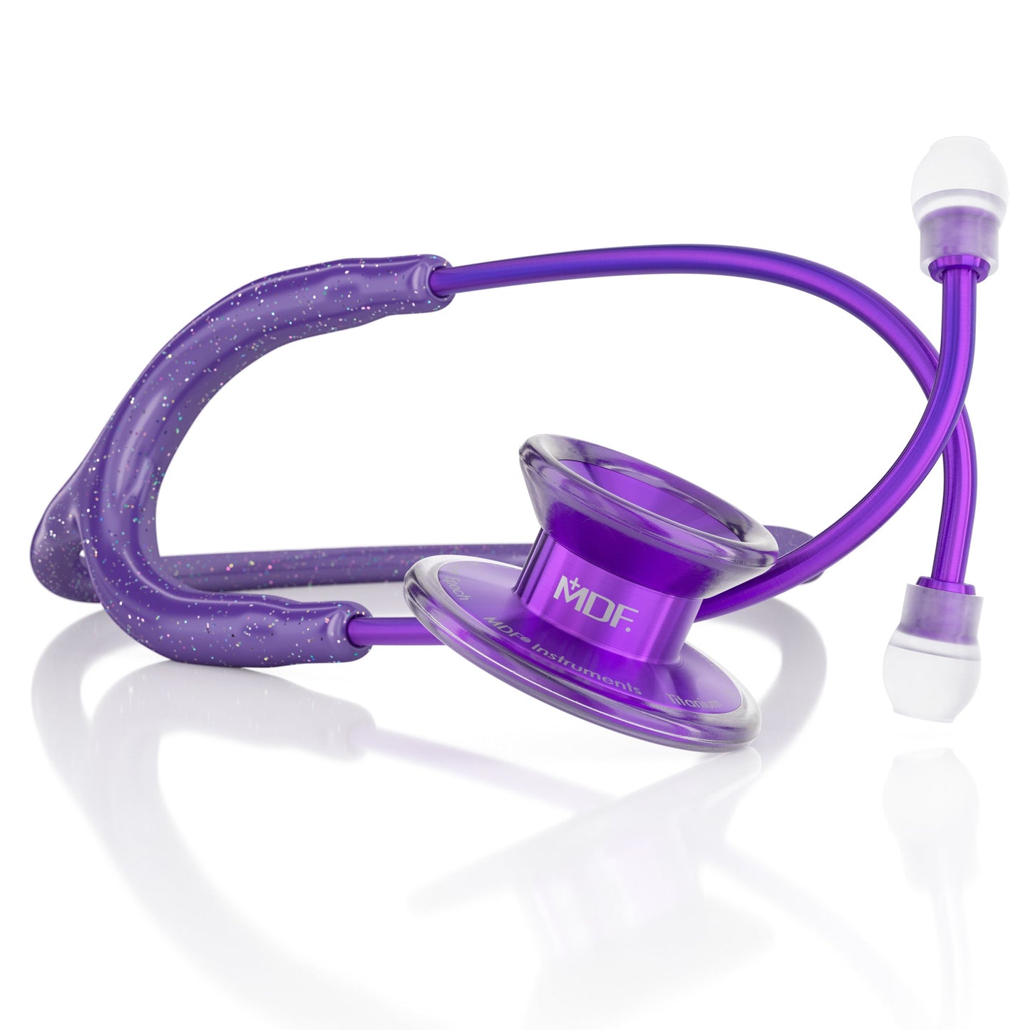 MDF Instruments MDF777TGL08UV MD One® Epoch Titanium Adult Stethoscope - Purple Glitter/Ultraviolet