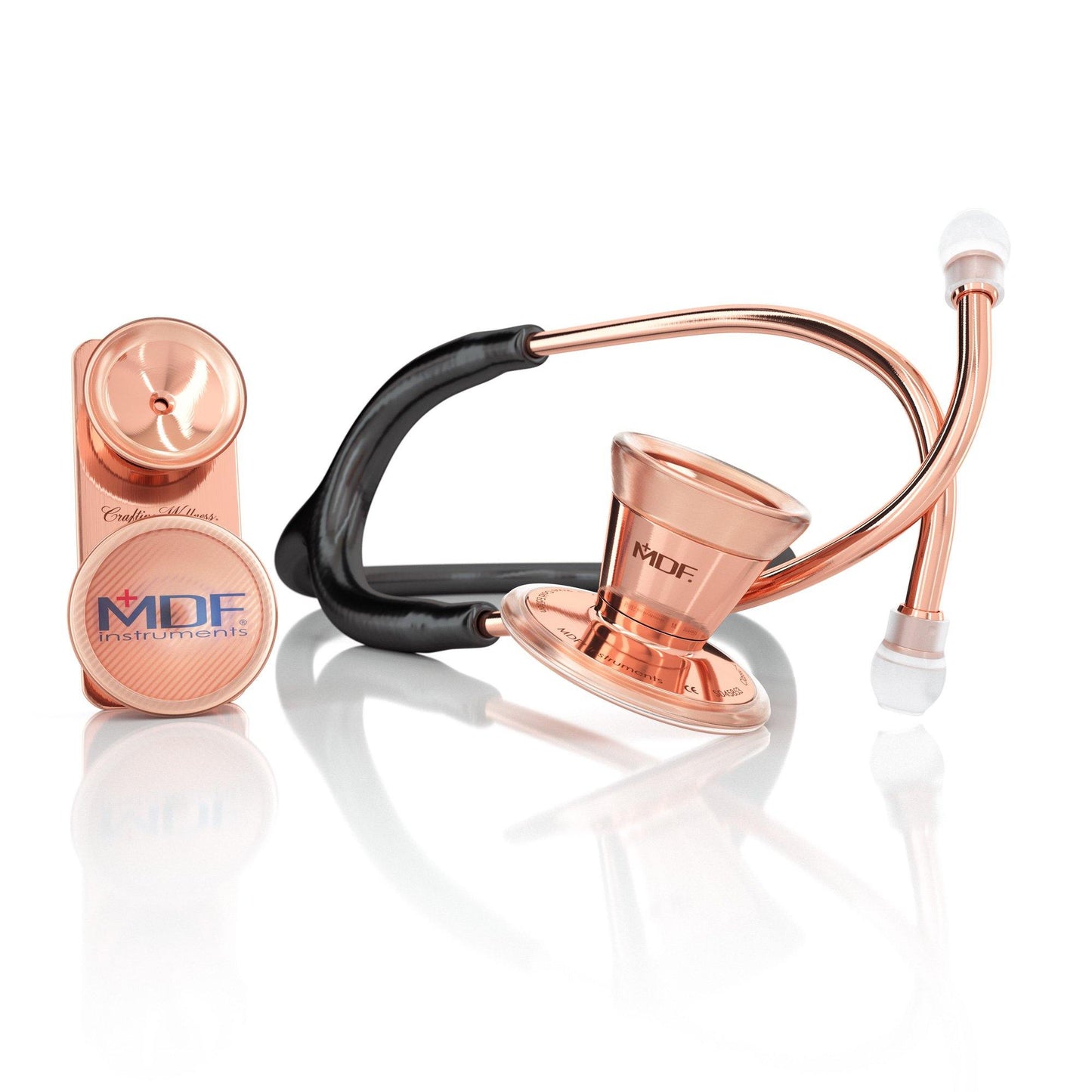 MDF Instruments MDF797DDRG11 ProCardial® Stainless Steel Adult & Pediatric Stethoscope - Black/Rose Gold