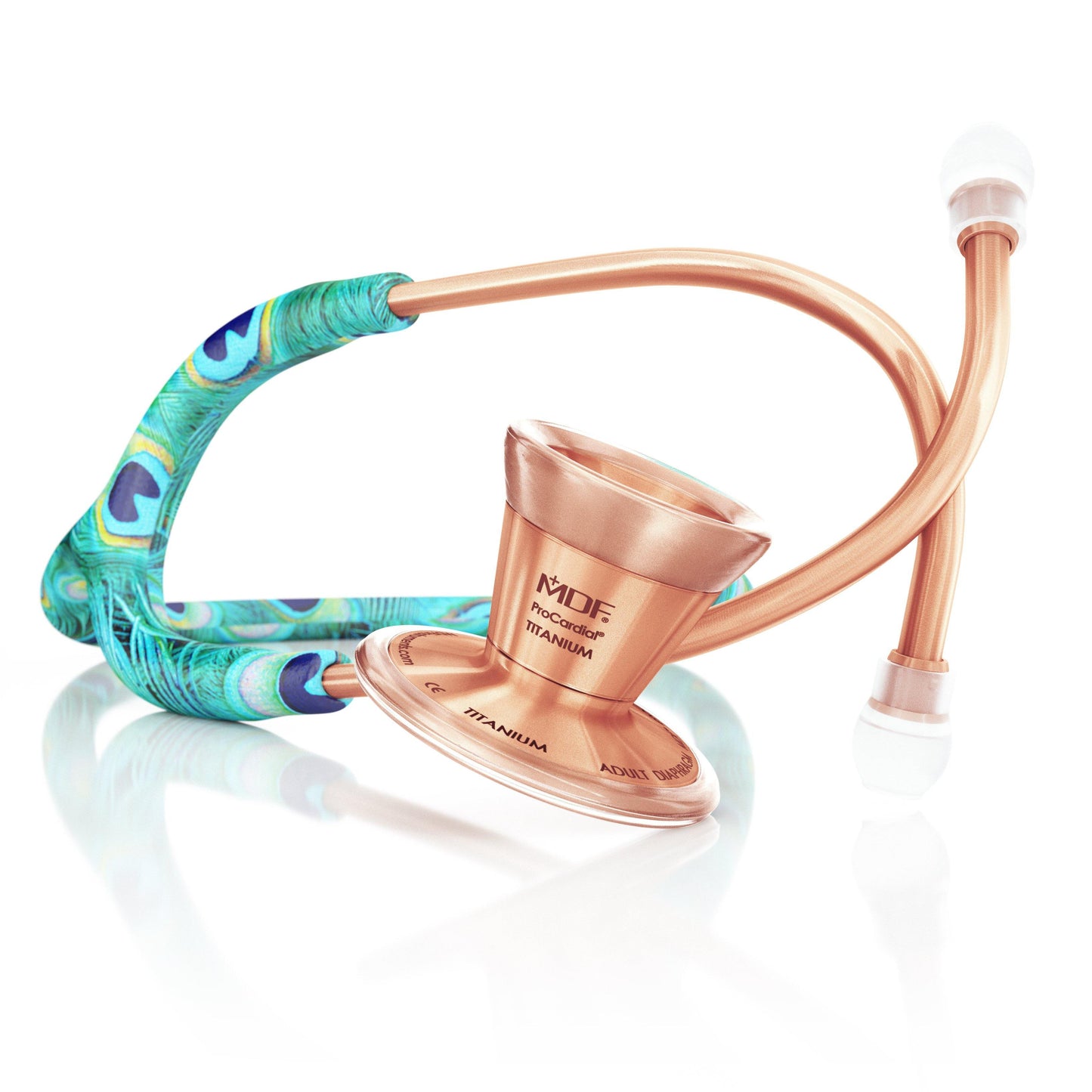 MDF Instruments MDF797TPKRG ProCardial® Titanium Cardiology Stethoscope - Peacock/Rose Gold