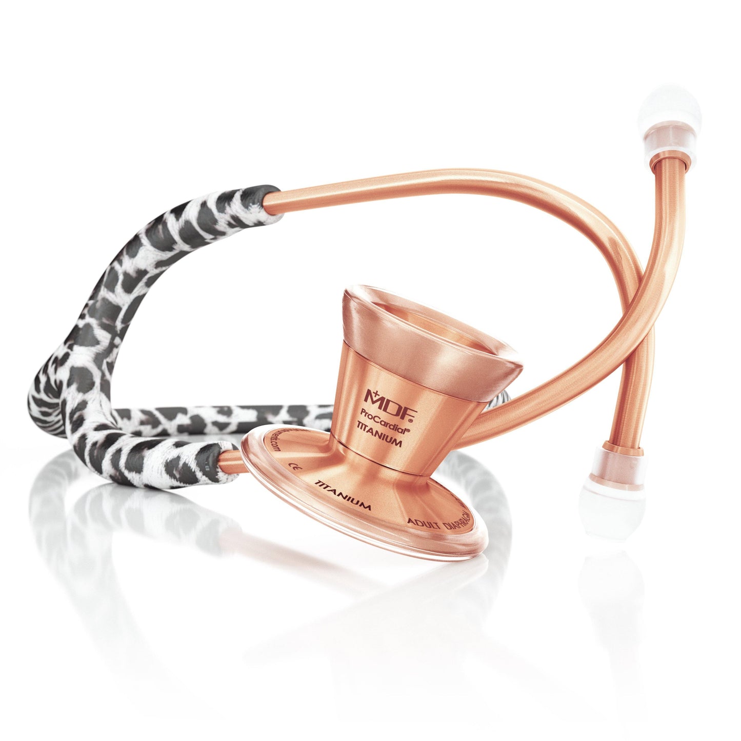 MDF Instruments MDF797TSLRG ProCardial® Titanium Cardiology Stethoscope - Snow Leopard/Rose Gold