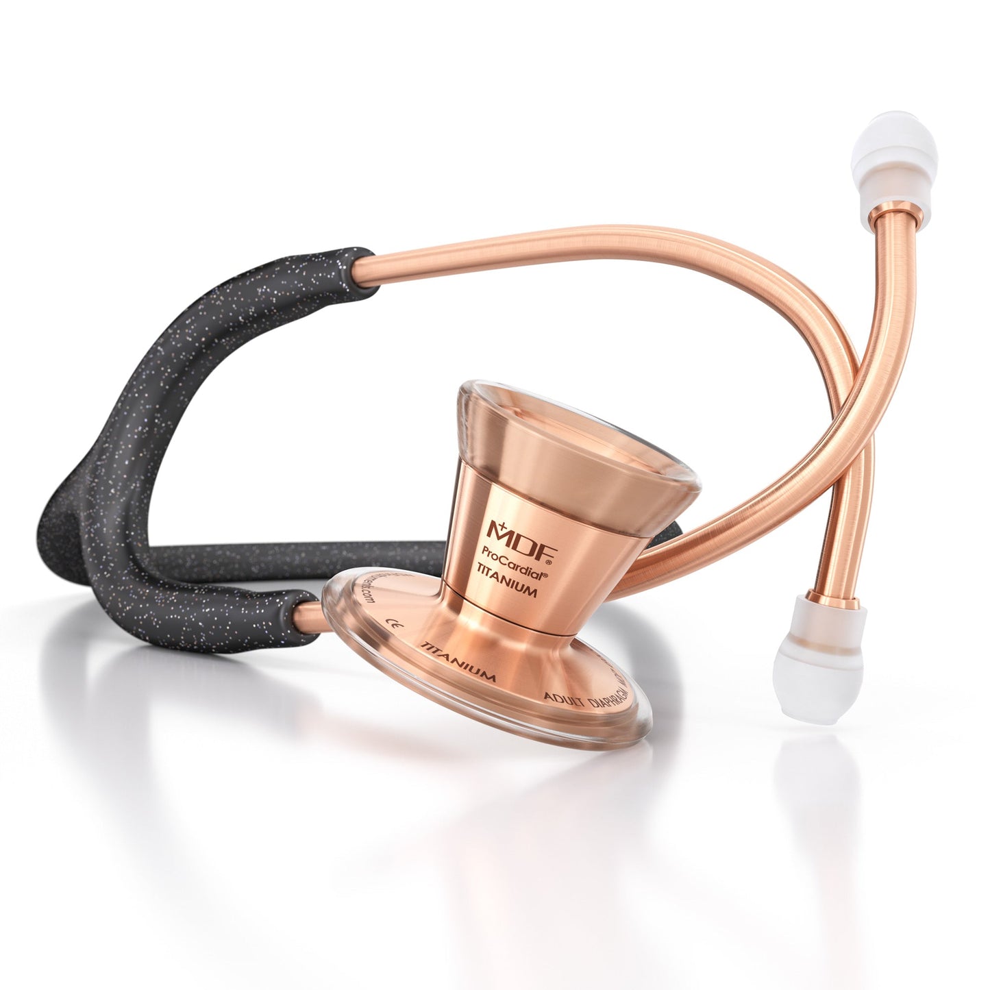MDF Instruments MDF797TGLRG ProCardial® Titanium Cardiology Stethoscope - Black Glitter/Rose Gold