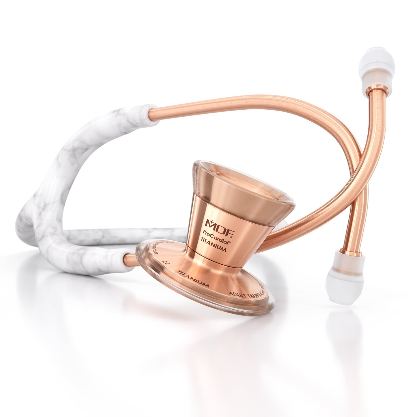 MDF Instruments MDF797TMBRG ProCardial® Titanium Cardiology Stethoscope - Carrera Marble/Rose Gold