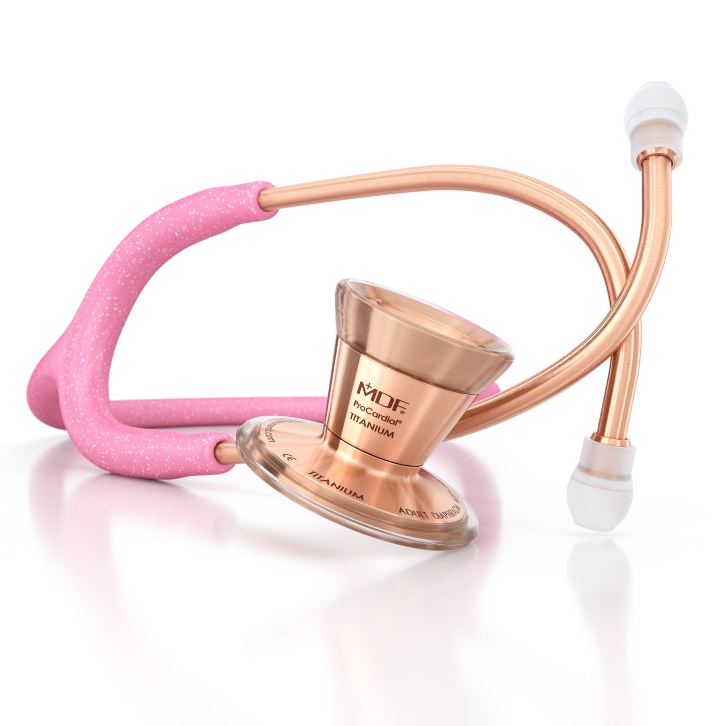 MDF Instruments MDF797TGL01RG ProCardial® Titanium Cardiology Stethoscope - Light Pink Glitter/Rose Gold