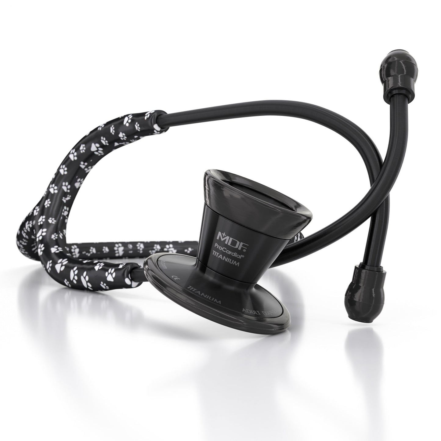 MDF Instruments MDF797TPPBO ProCardial® Titanium Cardiology Stethoscope - Puppy Paw/BlackOut