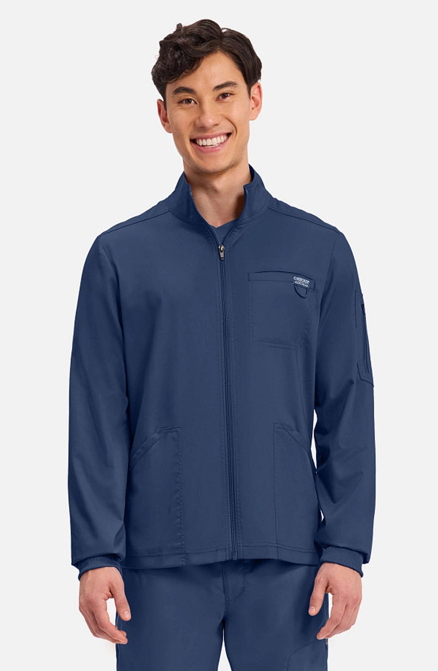 MDF Instruments CK-WW320-NAV-2XL Cherokee Workwear Revolution Men's Zip Front Scrub Jacket - Navy, 2XL