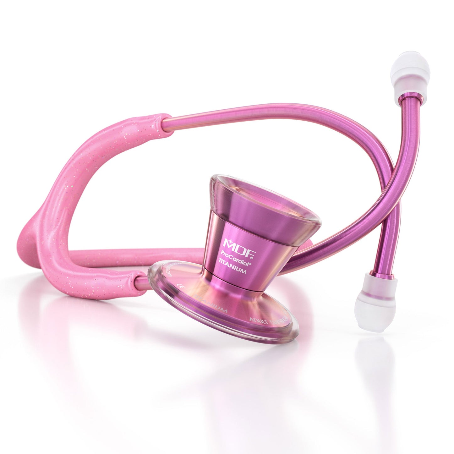 MDF Instruments MDF797TGL01BL ProCardial® Titanium Cardiology Stethoscope - Light Pink Glitter/Blossom
