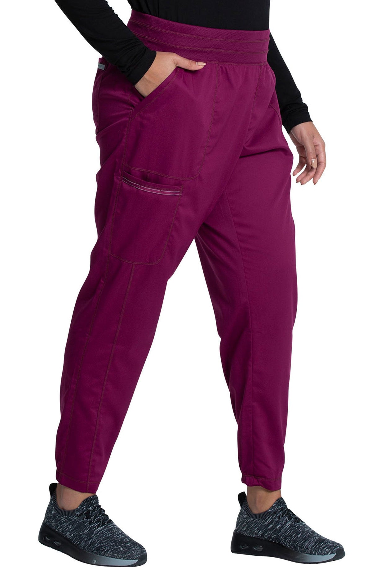 MDF Instruments CK-WW011-WIN-SP Cherokee Workwear Revolution Women's Natural-Rise Jogger Scrub Pants - Wine, SP