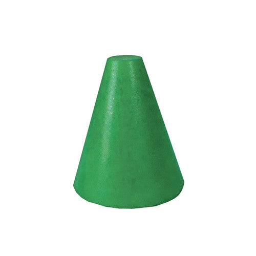 Dedeco 0073 Rubber Abrasive Cone - Tapered 1 x 3/4 - 1/4 Green Medium Silicon Carbide 1/Unit