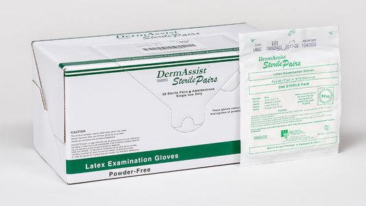 Innovative Healthcare 104100 Dermassist Latex Sterile Exam Gloves “ Pairs - S, 50 Pr/Bx, 4 Bx/Cs