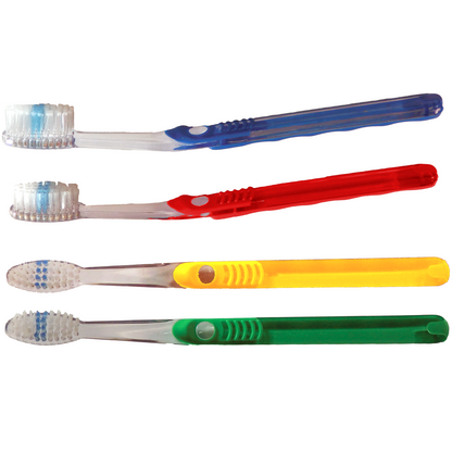 Oraline 000-10430 Clear Grip Full Head Toothbrush  - Adult Soft Bristle Indicator Toothbrush with Ergonomic Grip (144/Case)
