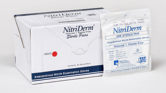 Innovative Healthcare 106100 Nitriderm Nitrile Sterile Exam Gloves “ Pairs - S, 50 Pr/Bx, 4 Bx/Cs