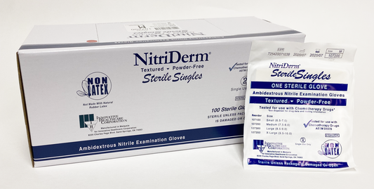 Innovative Healthcare 107100 Nitriderm Nitrile Sterile Exam Gloves “ Singles - S, 100 Gloves/Bx, 4 Bx/Cs