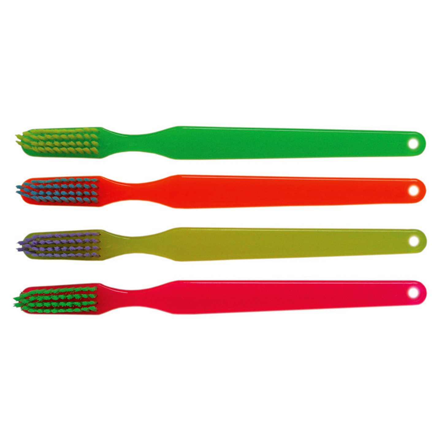 Oraline 000-10924 Adult Neon-Neon Toothbrush  - 41 Tuft Soft Bristle Toothbrush with Straight Handle & Narrow Neck (144/Case)