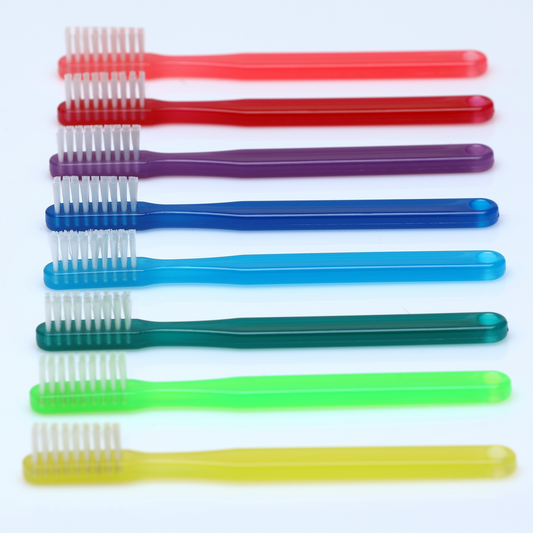 Oraline 000-10926B Child Rainbow Economy Toothbrush - Stage 2  - 27 Tuft Soft Bristle Children's Toothbrush (72/Case)
