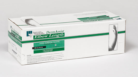 Innovative Healthcare 141650 Dermassist Latex Elbow Length Surgical Gloves - 6.5, 25 Pr/Bx, 4 Bx/Cs