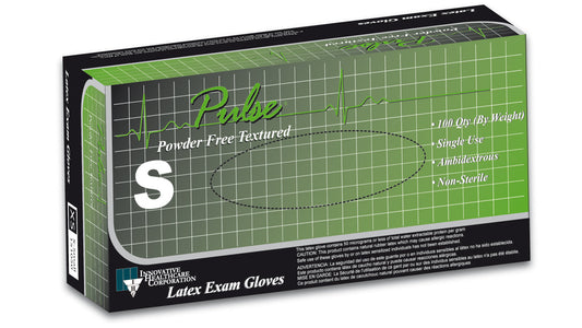 Innovative Healthcare 151100 Pulse Latex Exam Gloves - S, 100 Gloves/Bx, 10 Bx/Cs