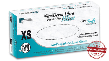 Innovative Healthcare 157300 Nitriderm Ultra Blue Nitrile Exam Gloves - L, 100 Gloves/Bx, 10 Bx/Cs