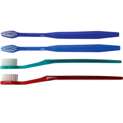 Oraline 000-16304A Adult Compact Diamond Head Toothbrush  - 28 Tuft Extra-Soft Bristle Toothbrush with Offset Angle Handle (144/Case)