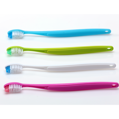 Oraline 000-16305 Adult Compact Diamond Head Toothbrush  - 28 Tuft Soft Bristle Toothbrush with Angled Neck & Offset Handle (72/Case)