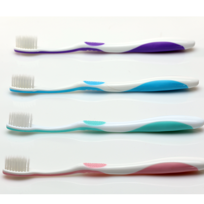 Oraline 000-16778B Adult Full Head Twist Toothbrush with Tongue Cleaner  - 39 Tuft Soft Bristle Manual Toothbrush (72/Case)