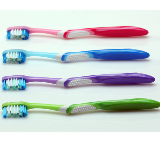 Oraline 000-16890B Premium Compact Whitening Toothbrush  - 32 Tuft Soft Bristle Toothbrush with Power Tip & Elastomer Grip Handle (72/Case)
