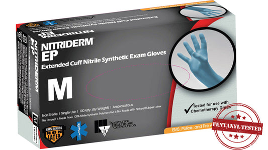 Innovative Healthcare 182050 Nitriderm Ep Nitrile Exam Gloves “ Extended Cuff - Xs, 100 Gloves/Bx, 10 Bx/Cs