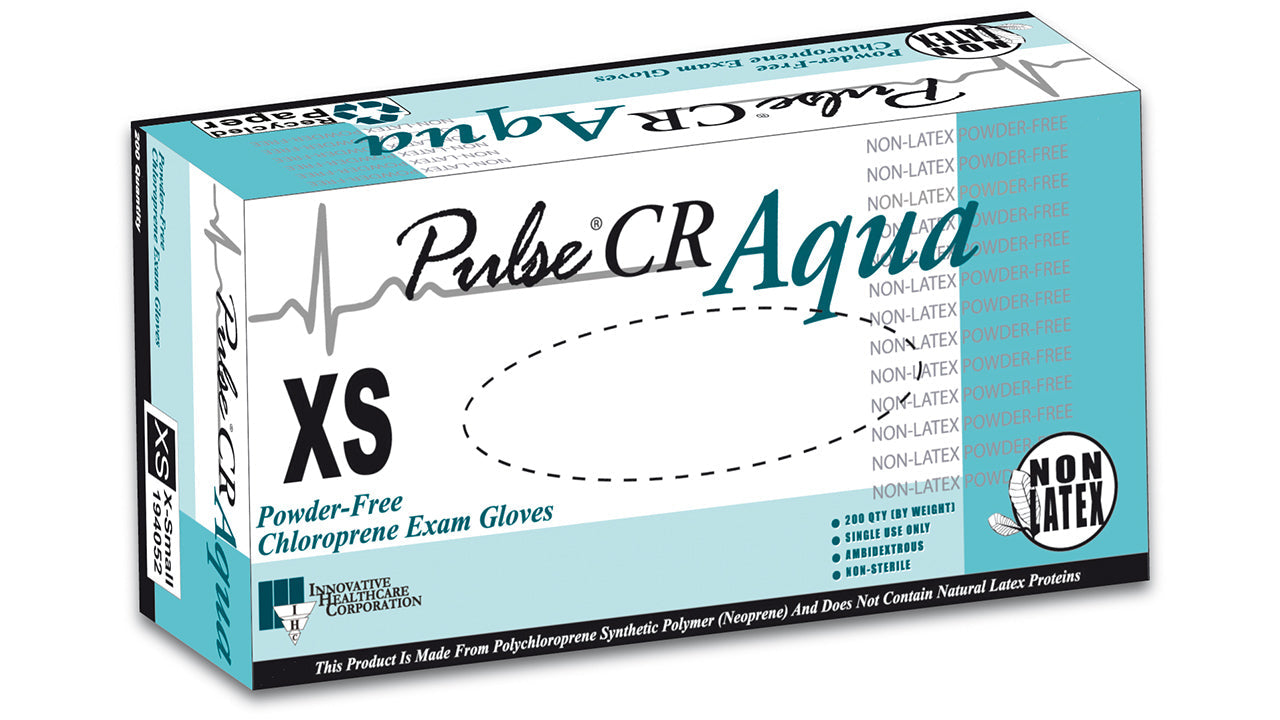 Innovative Healthcare 194202 Pulse Cr Aqua Chloroprene Exam Gloves - M, 200 Gloves/Bx, 10 Bx/Cs