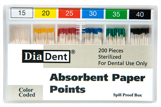 Diadent 201-S601 Paper Point (Non-Marked) Slide Package #08, 200 Pts/Box