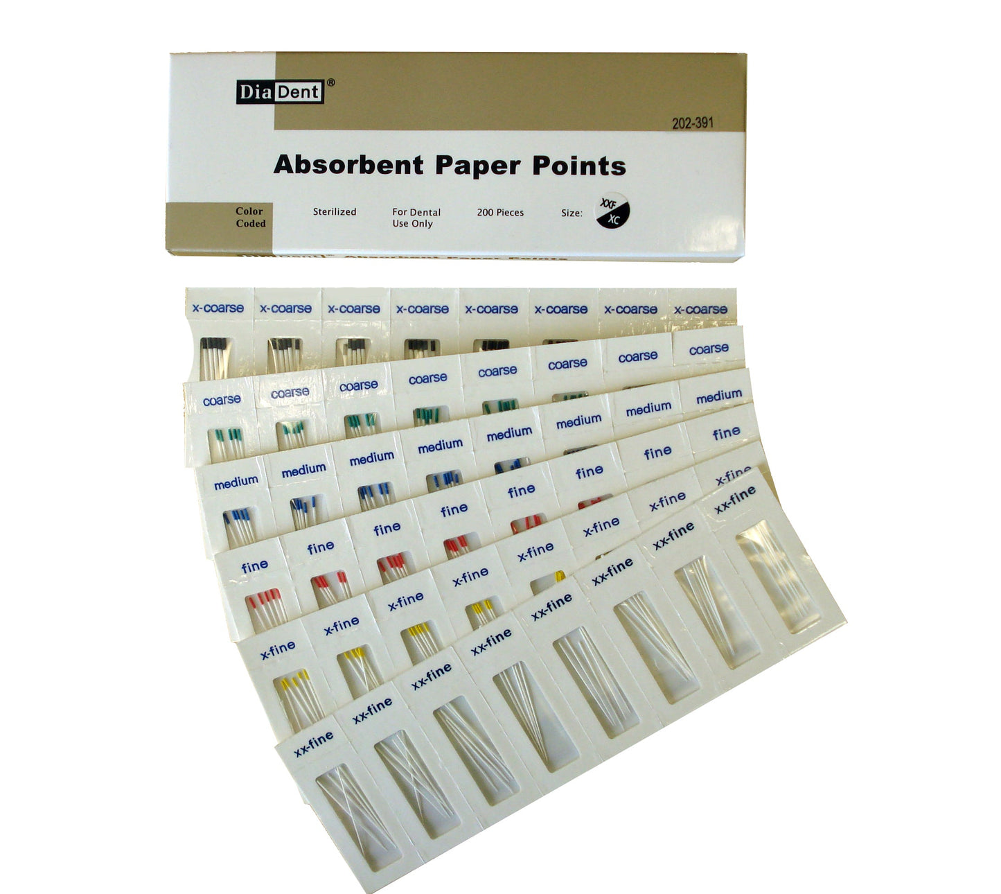 Diadent 202-S691 Paper Point Slide Package Accessory #XXF/XC, 200 Pts/Box