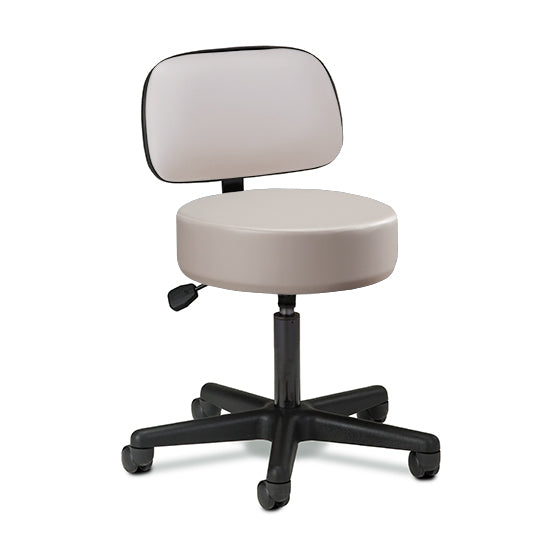 Clinton 2135-21 Black Base, 5-Leg, Pneumatic Stool with Backrest